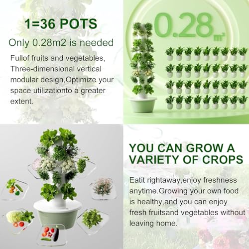 Hydroponics Growing System, Indoor Gardening Kits with LED Grow Light, Vertical Hydroponic Tower for Home Garden, Complete Hydroponic Setup, Ideal for Fresh Herbs and Vegetables - view 6