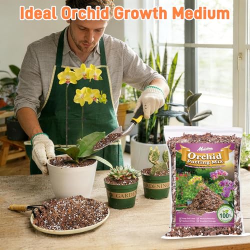 Orchid Bark Potting Mix - 9QT Natural Orchid Potting Mix for Repotting, Blended with Small Pine Bark and Perlite to Provide Ideal Ventilation and Good Drainage for Orchids and Other Potted Plants - view 6