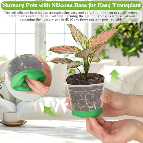 55PCS Reusable Seed Starter Kit Includes 30 Packs 3.5" Clear Nursery Pots with Silicone Base, Repotting Mat, Gardening Gloves, Plant Labels and Seedling Tools for Easy Transplant - view 4