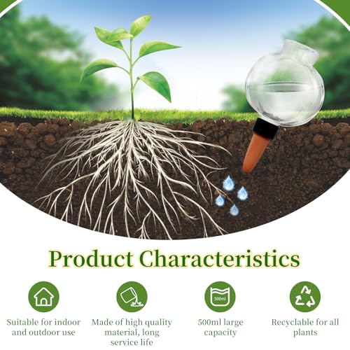 3 Pack Plant Self Watering Globes Top Fill for Indoor Plastic Water Bulbs Slow Release Terracotta 17.5 oz Self Watering Planter Insert Automatic Drip Irrigation Water Spikes Stakes Devices System - view 3