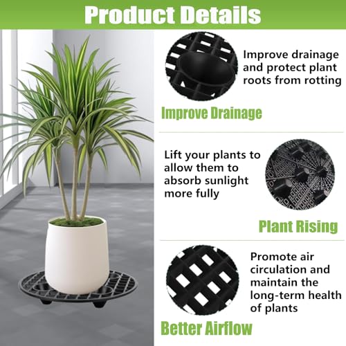 6 Pcs 12 Inch Pot Elevators for Plants Black - view 4