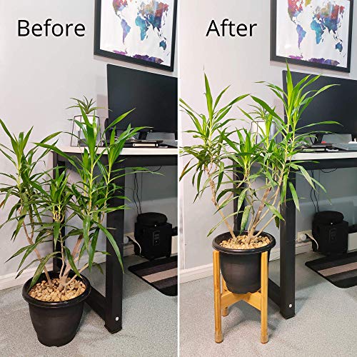 Natural Handmade Adjustable Bamboo Plant Flower Stand - Adjustable Reversible Tall Short Indoor Plant Holder - for Medium & Large Pots Sizes 8" to 12" inches Mid Century Decor (1pack) - view 5