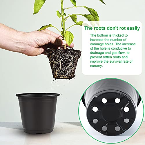 Nursery Pots, 110 Pcs Black Plastic Plant Pots 4 Inches Seed Starting Pots Containers with 110 Labels - view 4