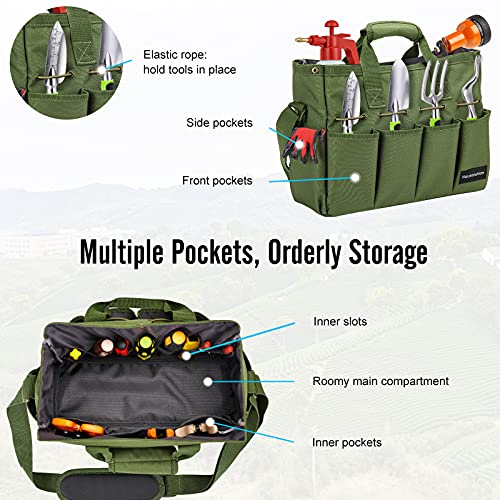14Inch Garden Tote Bag, 900D Standable, Dark green - view 5