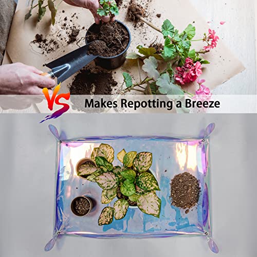 Repotting Mat for Indoor Plants Iridescent Plant Potting Mat Waterproof Potting Repotting Tray Gardening Gifts Mat Cactus Succulent,Orchid Potting Soil Mix Mess Control, 25.6" Garden Tool, Pots Mat - view 2