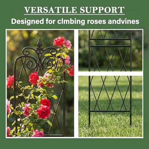 2 Pack 71" H x15 W Trellis,Black Garden Trellis for Climbing Plants Outdoor Metal Frame Sturdy Trellis for Rose - view 6
