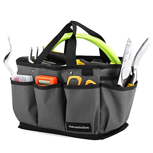 14 Inch Gardening Tote Bag, Garden Tool Storage Bag, Gray+Black