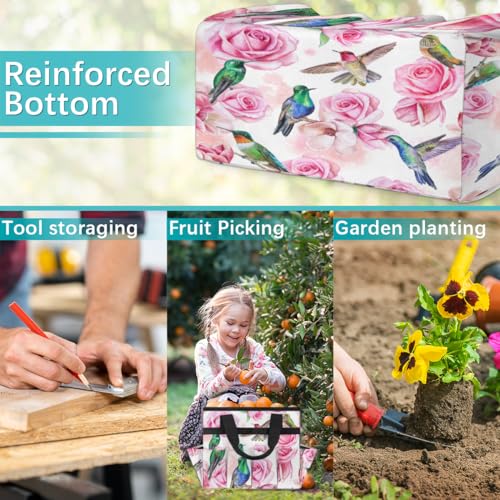 Hummingbird Flower Rose Garden Tool Bag Waterproof Gardening Tool Storage Bag with Handle & 10 Pockets Gardening Tote Bag for Women Garden Tool Organizer - view 7