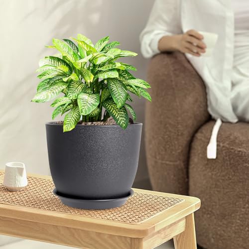 10/9/8 inch Plant Pots for Indoor Plants, 3 Pack Black Flower Pots - view 2