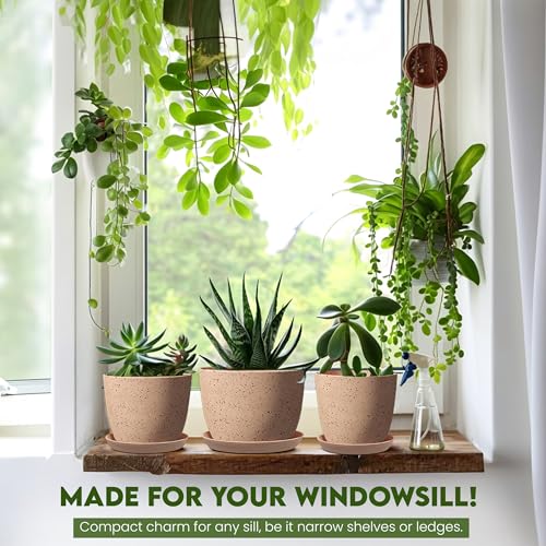 Plant Pots Indoor with Drainage 10 Pack Planters Spotty Peach Pink - view 7