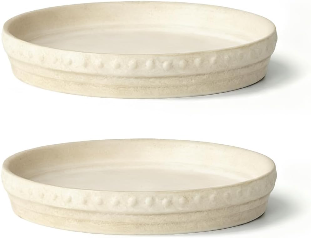 Plant Saucers, 8" Plant Trays to Catch Water, 2 Pcs, Premium Terracotta | Glazed turquoise and terracotta ceramic Flower Pot Saucers fit pots up to 7", catches excess water. - view 8