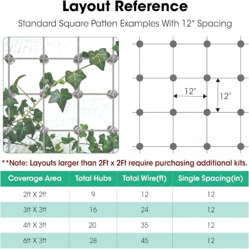 Wire Trellis Kit,10 Set,53Ft 1/8" T316 Steel for Climbing Plants - view 6