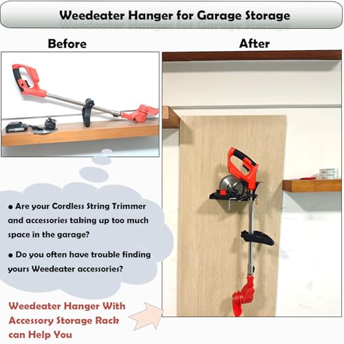 String Trimmer Cordless Rack with Accessory Storage for Cordless String Trimmer Grass Trimmer String Trimmers Weed Wacker Weed Trimmer,Lawn Equipment,Wall Mount Rack Storage - view 6