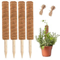 4 Pcs 15.7 Inch Coir Moss Totem Pole Monstera Plant Support with 2 Pcs 32.8ft Jute Rope, Plant Stakes for Indoor Plants Climbing, Support Extension(4 Packs 15.7 Inch)