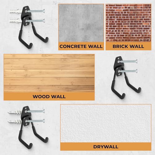 28 Pack Steel Heavy Duty Garage Hooks Storage Hooks with Anti-Slip Coating, Utility Garage Wall Mount Hanger and Organizer for Bikes, Ladder, Rope, Broom, Shovel and Garden Power Tools (28, Black) - view 6