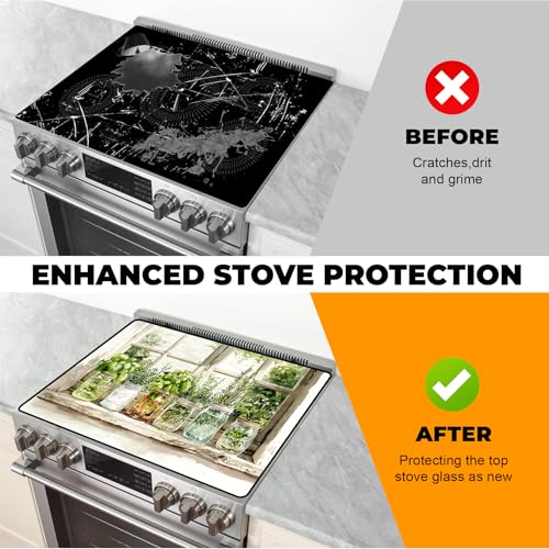 Silicone Glass Stove Top Cover- Mat for Electric Stove Protector with Anti-Slip Rubber Coating XL Dish Drying Mats Scratch-Resistant (Green Plants, 30" x 21") - view 5