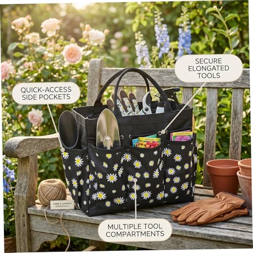 Garden Tool Bag with Multiple Pockets, Heavy-Duty 600D Oxford Fabric Gardening Bag for Organizing Outdoor Supplies - view 3