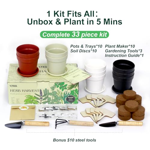 10 Indoor Herb Garden Kit, 33-Piece Complete Kitchen Herb Starter Set - view 3
