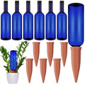12 Pcs Watering Spikes for Indoor Plants Include Terracotta Self Watering Spikes Devices and 26 oz Plastic Bottles Slow Release Vacation Insert Automatic(Blue)