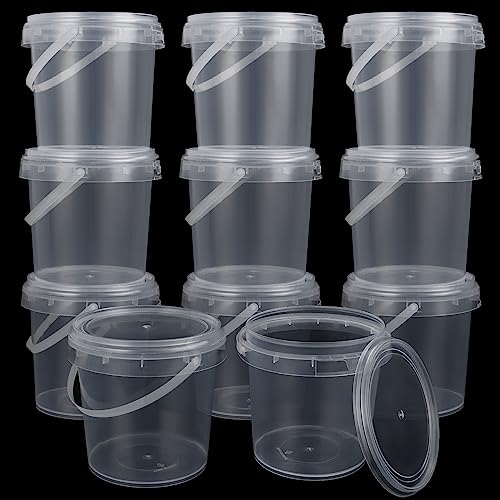30 PCS 30 oz Slime Containers with Lids and Handles, Plastic 1000ml Storage Bucket Containers, Clear Slime Storage Case for Slime DIY Art Craft, Pigment, Small Tools, Part Material