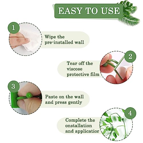 100Pcs Plant Climbing Wall Fixture Clips,Plant Fixer Invisible Wall Vines Fixing Clips Self-Adhesive Clips Plant Vine Traction for Indoor Outdoor Decoration and Cable Wire Fixing (Green) - view 3