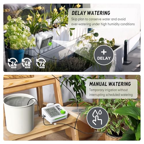 Large Display Automatic Plant Waterer Indoor for Pot Plant,Cycle & Soak Mode Vacation Self Watering Drip Irrigation System Device Kit Herb Garden Greenhouse Grow Tent Water 10-15 Plants - view 4