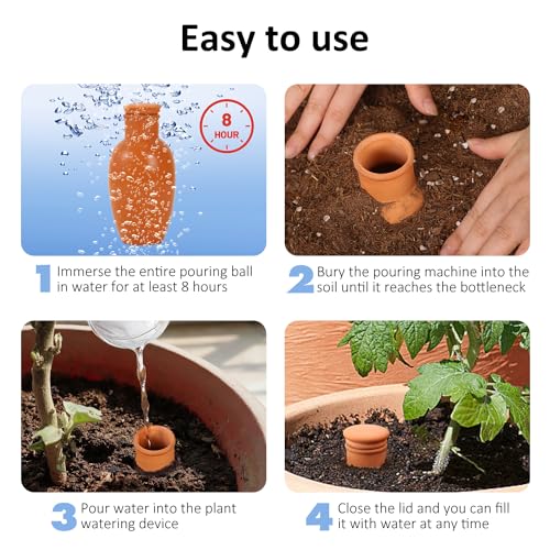 8pcs Ollas Self Watering Terracotta Planter Terra Cotta Clay Watering Spikes for Indoor Outdoor Plants - Large Reservoir Bulbs - view 5