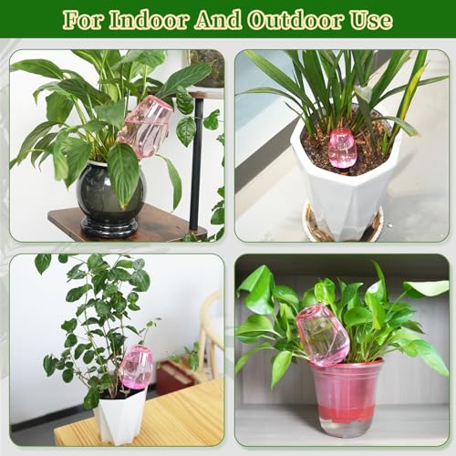 6pcs Plant Self Watering Globes, Plastic Water Bulbs Top Fill, 12.3 oz Plant Watering Devices System Slow Release Terracotta, Water Spikes Stakes for Indoor (Pink-6pack) - view 6