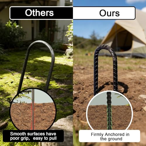 USA 12-Pack U-Shape Ground Stakes,Rust-Proof Galvanized Steel Ground Anchors,Commercial Trampoline Stakes for High Winds,Secure Anti-Flip Tie Down for Soccer Goals,Swing Sets,Fences&Playsets - view 4