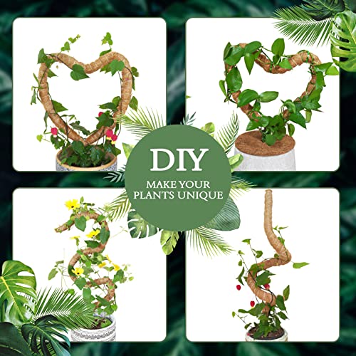 2 Pack Moss Pole for Plants Monstera - 25 Inch Plant Stakes for Indoor, Moss Poles for Climbing Plants, Handmade Coco Coir Pole Plant Support for Creeper Plants Grow Upwards（Handmade Palm） - view 2