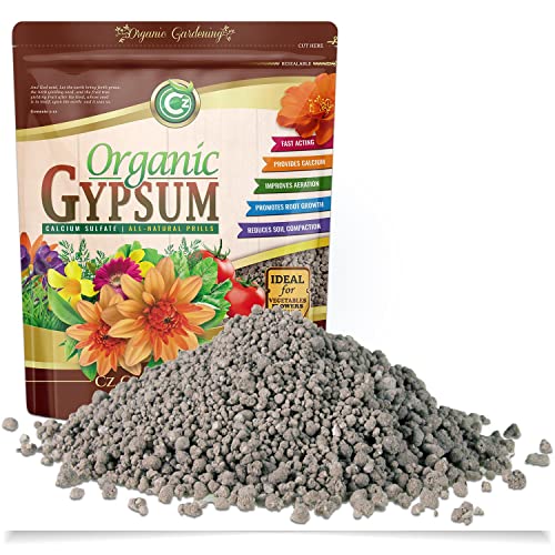 Gypsum Granules - Made in USA - OMRI Listed - Calcium Sulfate Dihydrate - Garden Soil Amendment Fertilizer for Lawns, Plants, Calcium & Sulfur Additive. Cures Blossom End Rot in Tomatoes & Peppers