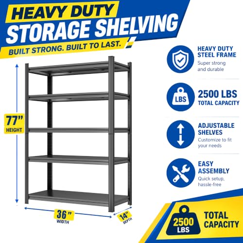 Garage Shelving,Heavy Duty Shelving with Double-Layer Columns 78H×36W×16D - view 2