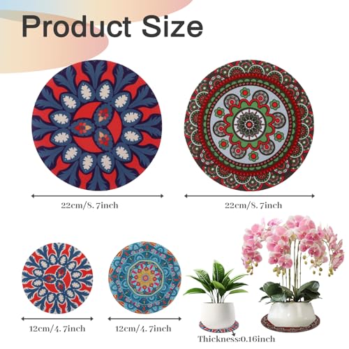 8Pcs Boho Plant Coaster and Mat - Floor Protectors for Indoor Outdoor Pots - view 2