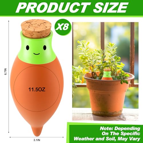 8 Pcs Self Watering Terracotta Globes 11.5oz Large Ollas Plant Watering Globes Planter Insert Spike Pot Clay Planter Irrigation Device for Outdoor Indoor Easy to Refill Plant Lover Gift - view 2