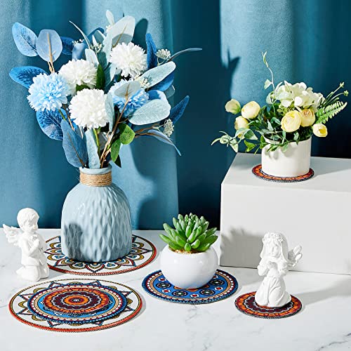 6 Pcs Boho Plant Coasters 3 Size 3.94" 5.9" 7.87" Rubber Plant Mats - view 5