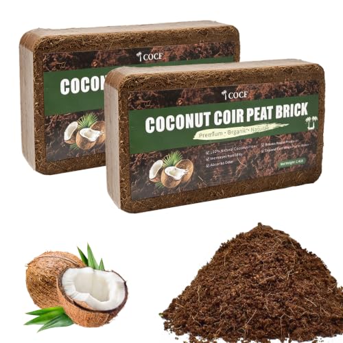 Coco Coir Brick - Low EC & pH Balanced, Compressed Organic Coconut Fiber Potting Mix for Indoor Outdoor Plants, Seed Starting, Hydroponics & Reptile Bedding(2.8lb)