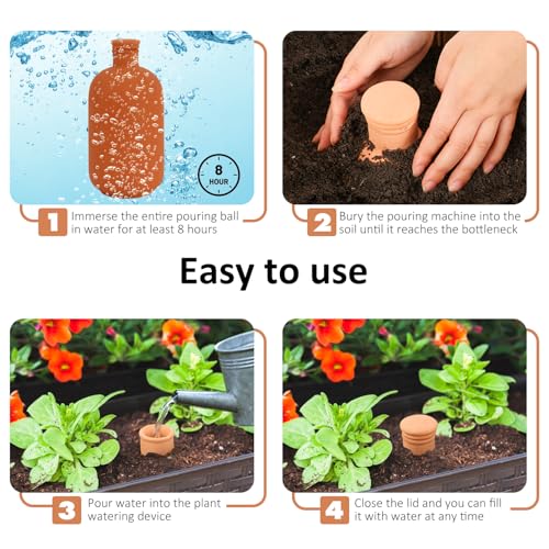 2 pcs Large 10x5in Ollas Terracotta Watering Pots Self Watering Planter Insert 1.8L Terra Cotta Clay Watering Spikes Automatic Plant Watering Devices for Outdoor & Indoor Plants Self-irrigate - view 6