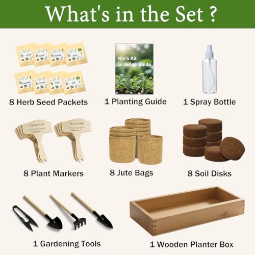 Indoor Herb Garden Kit, Complete Herb Starter Growing Kit with Seeds & Tools, Unique Christmas Birthday Gifts for Women Men Mom Dad, House Warming New Home Kitchen Gifts for Plant Lovers - view 2