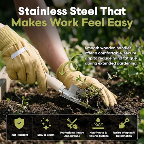 12 Pcs Gardening Tools Set - Heavy Duty Garden Tools Set with Tool Bag, Kneeling Pad, Apron & More Garden Accessories - Stainless Steel Plant Care Kit Supplies, Gardening Gifts for Women Men - view 3