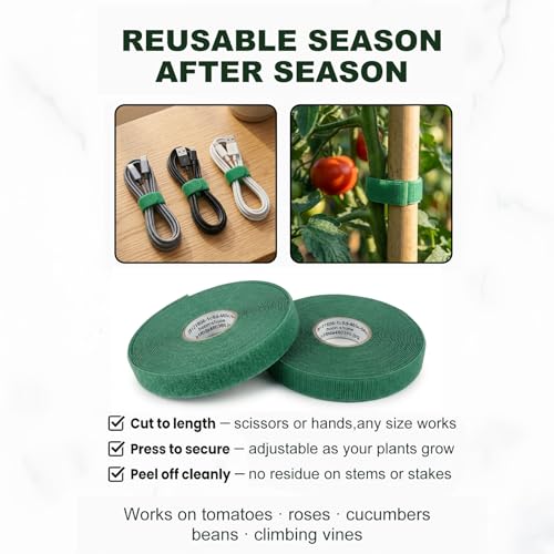 Plant Tape – Reusable Hook and Loop Plant Ties for Climbing Plants, Adjustable Garden Tape for Tomatoes, Vines & Indoor Plants | Nylon, 0.47 in Wide | 2 Rolls, 98ft - view 7