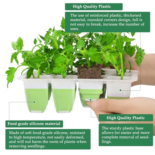 6pcs Reusable Seed Starter Kit, 72 Cells Seed Starter Trays, Silicone Seedling Starter Trays for Starting Plant Seeds with Flexible pop-Out Cells, Indoor Gardening Plant Germination Trays - view 5