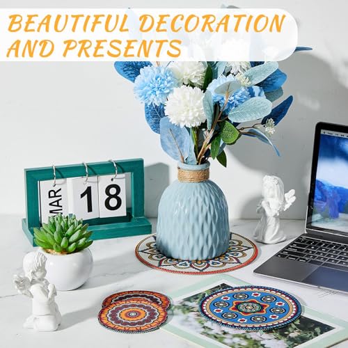 6 Pcs Boho Plant Coasters 3 Size 3.94" 5.9" 7.87" Rubber Plant Mats - view 4