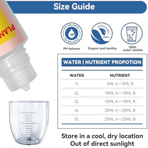 Hydroponic Nutrients (1000 ml in Total), Hydroponics Plant Food A&B for Aerogarden, Indoor Plant Fertilizer for Hydroponics Growing System Kit, Gardening Supplies for iDoo, Ahopegarden, Mugfa - view 6