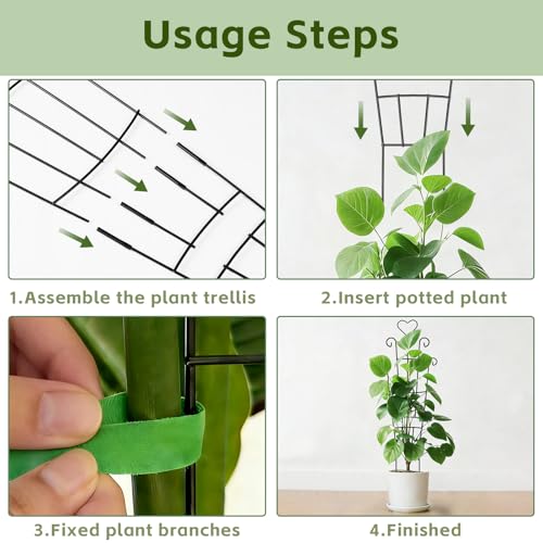 Trellis for Climbing Plants Indoor, 4 Pack 31'' Metal Plant Trellis Indoor for Potted Plants, Sturdy Plant Support Outdoor for Ivy Pothos Monstera Hoya Flower Vine, Heart Shape - view 5