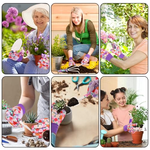 Garden Tools Set, 10 Pieces Gardening Tools with Floral Print, Ergonomic Handle Trowel Rake Weeder Pruner Shears Sprayer, Garden Hand Tools with Carrying Case Gardening Gifts for Women Father - view 7