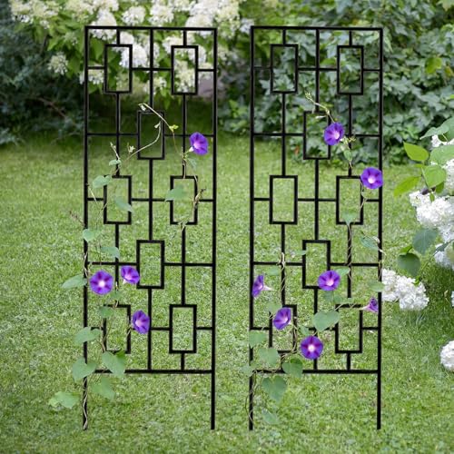 2 Pcs Garden Trellis 78x23 Inch Black Metal for Climbing Plants - view 5