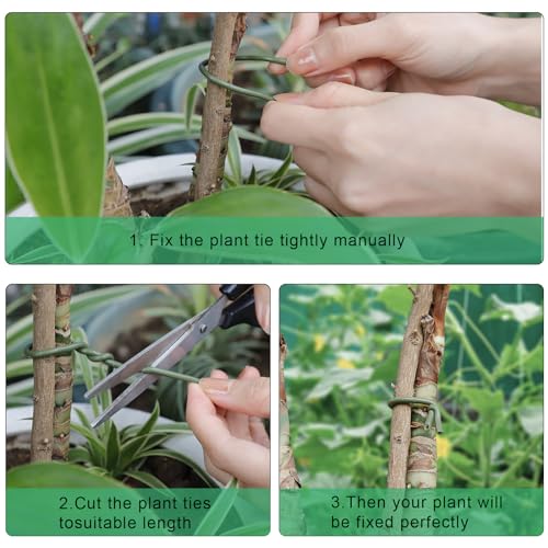 101 Feet Soft Plant Ties Dark Green Plant Twist Ties, Plant Ties for Support. Gardening Supplies for Plants Office Home Organization 3mm Diameter - view 4