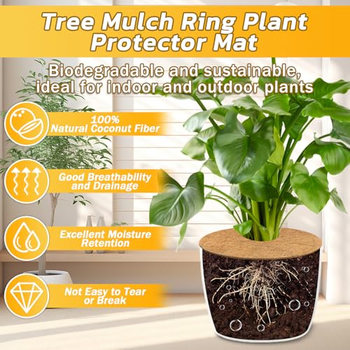 6 Pack Coconut Fiber Mulch Ring Tree Plant Protector Mat, 24 Inch - view 3