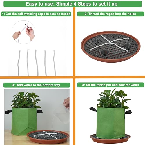 8 Pack 13 inch Self Watering Base for Fabric Grow Bag, Self-watering Plastic Elevated Plant Saucer Stand, Automatic Watering Tray for Non-woven Planter Flower Pot Growth Tent Greenhouse Indoor Outdoor - view 3