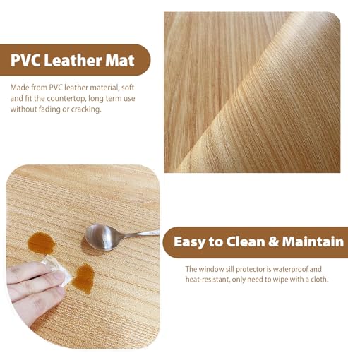 Waterproof Bay Window Cushion Cover, Non-Slip Rubber Backed Mat for Kitchen or Ledge Edge, Wood Grain Design, Protector Pad for Windowsill Decor, Easy to Clean - view 4